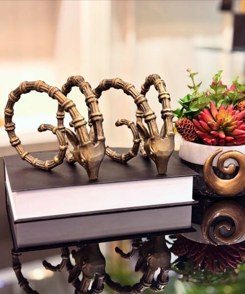 Bronz Koç Boynuzlu  Kitap Tutucu