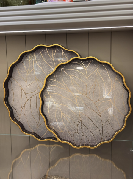 Gold Yaprak Lüx Tepsi