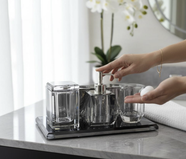 5 Parçalı Kristal Füme Banyo Seti