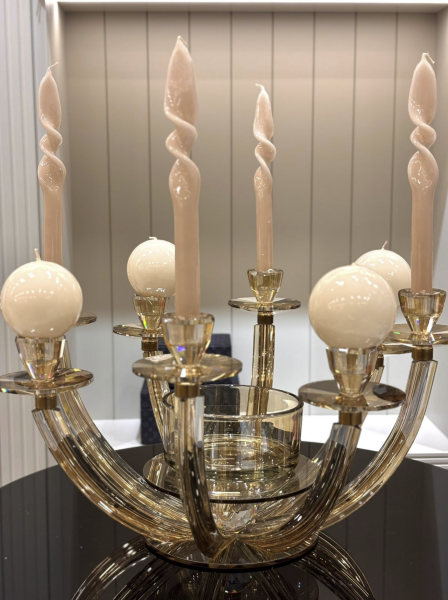 Şampanya Renk 8 Kollu Şamdan