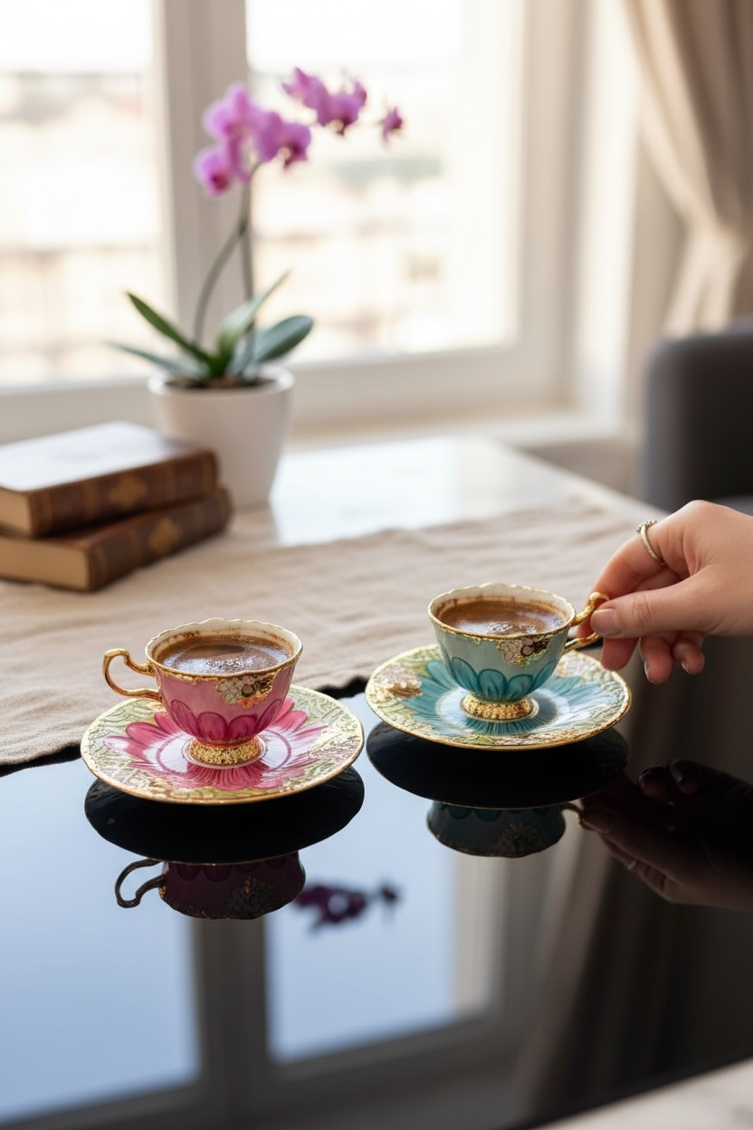 Bahara 6’lı El Boyamalı Fincan Takımı