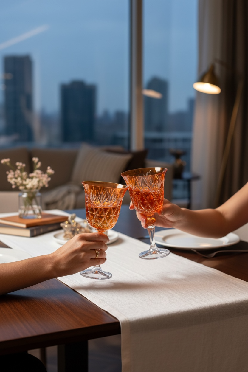 6’lı Turuncu Kristal Kadeh