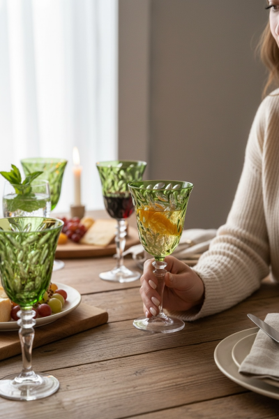 6’lı Yeşil Kristal Kadeh