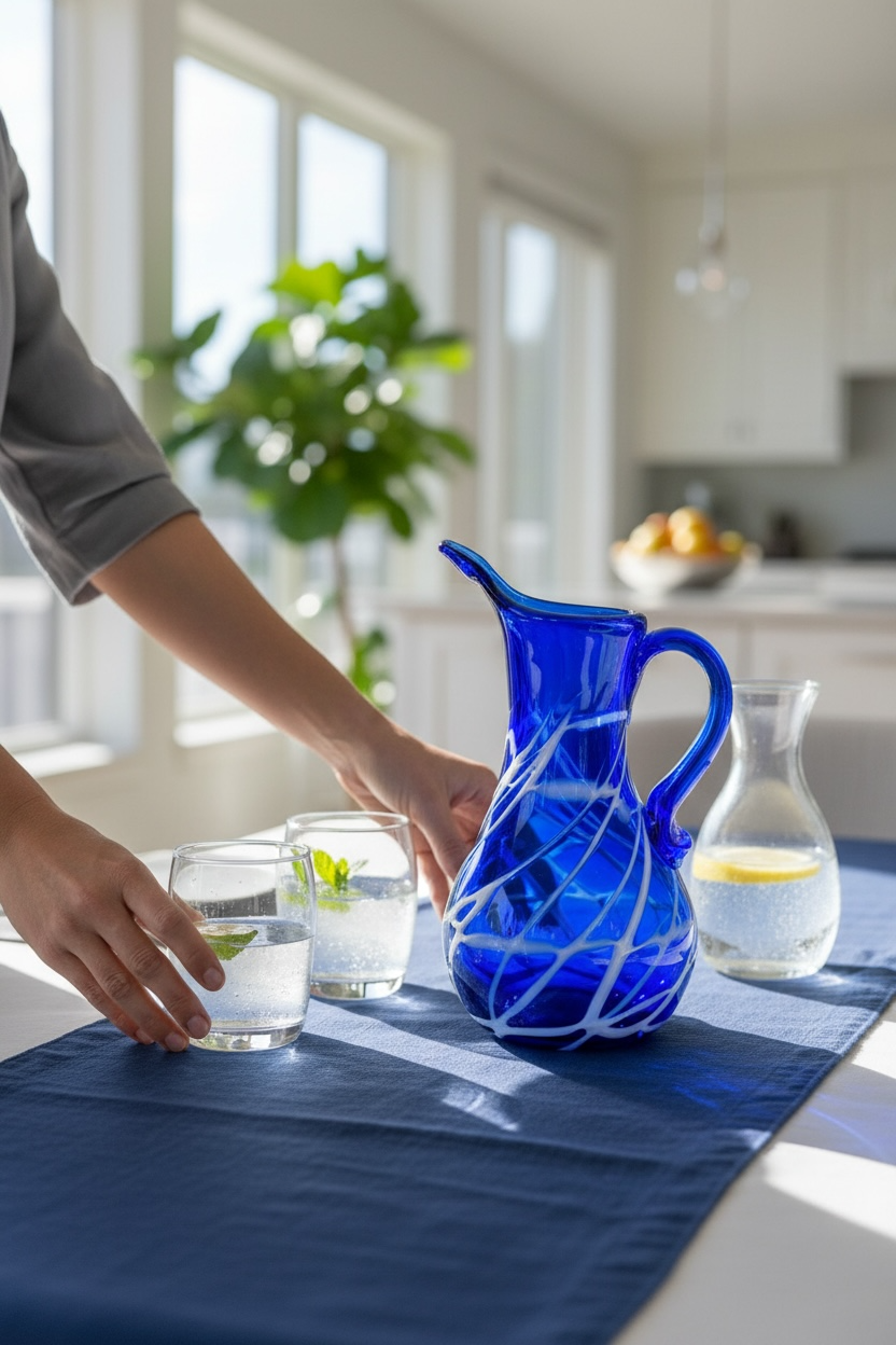 Mavi Meşrubat Sürahi