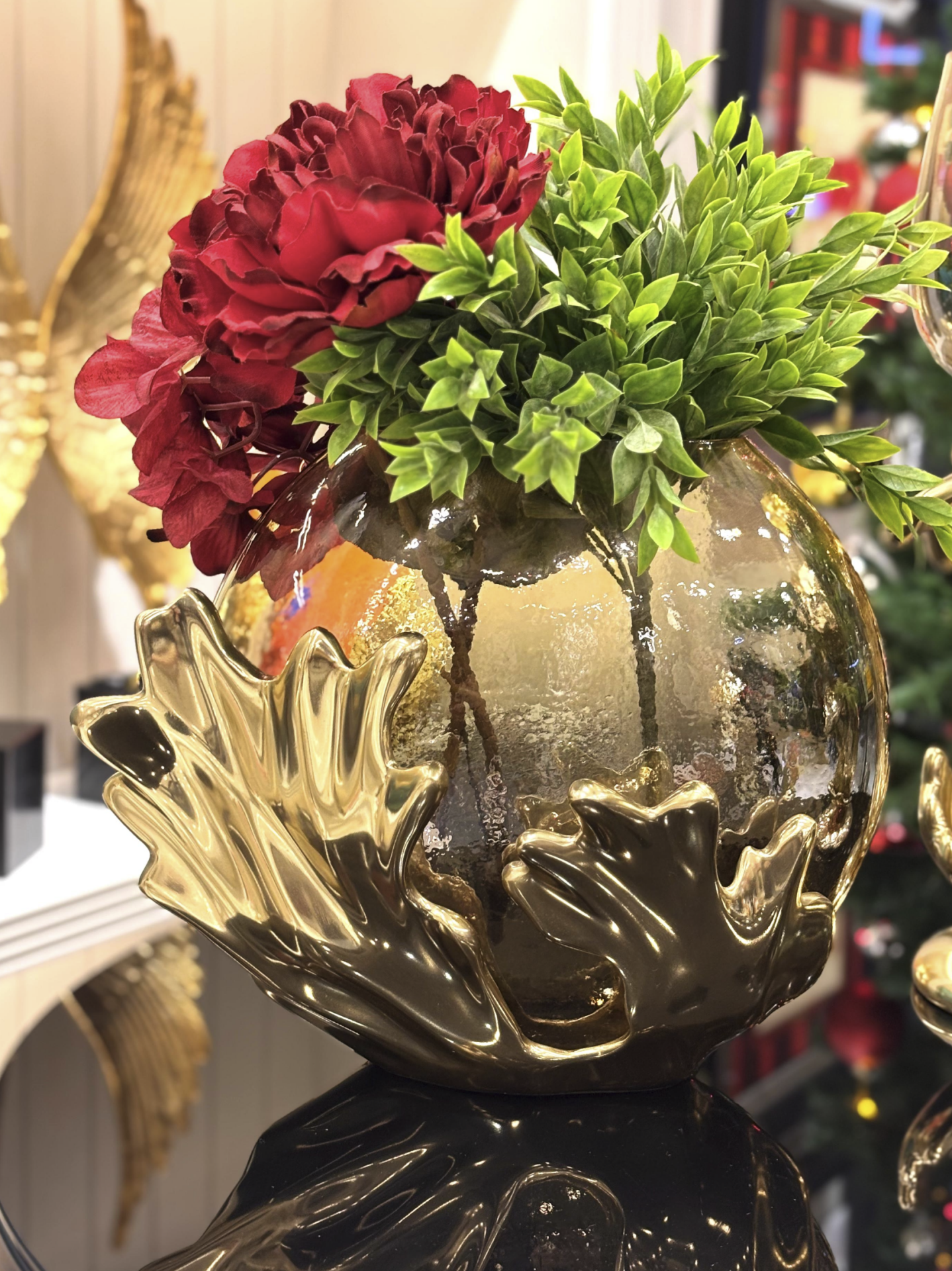 Dalga Desenli Tasarım Amber Cam Vazo — Mikasa Moor