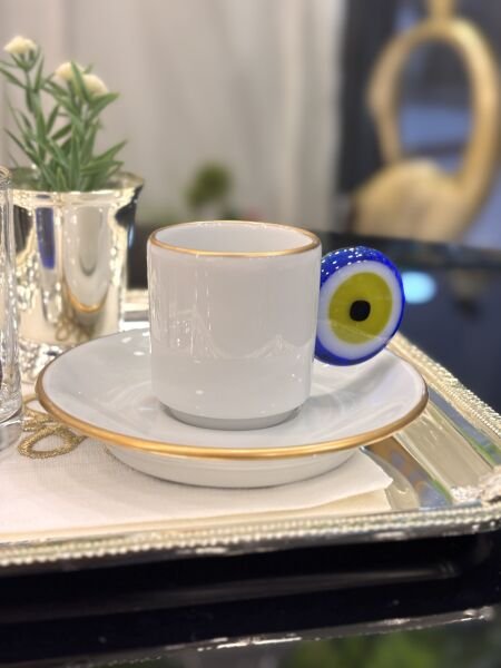 Nazar Boncuklu Kahve Fincanı (Tekli)