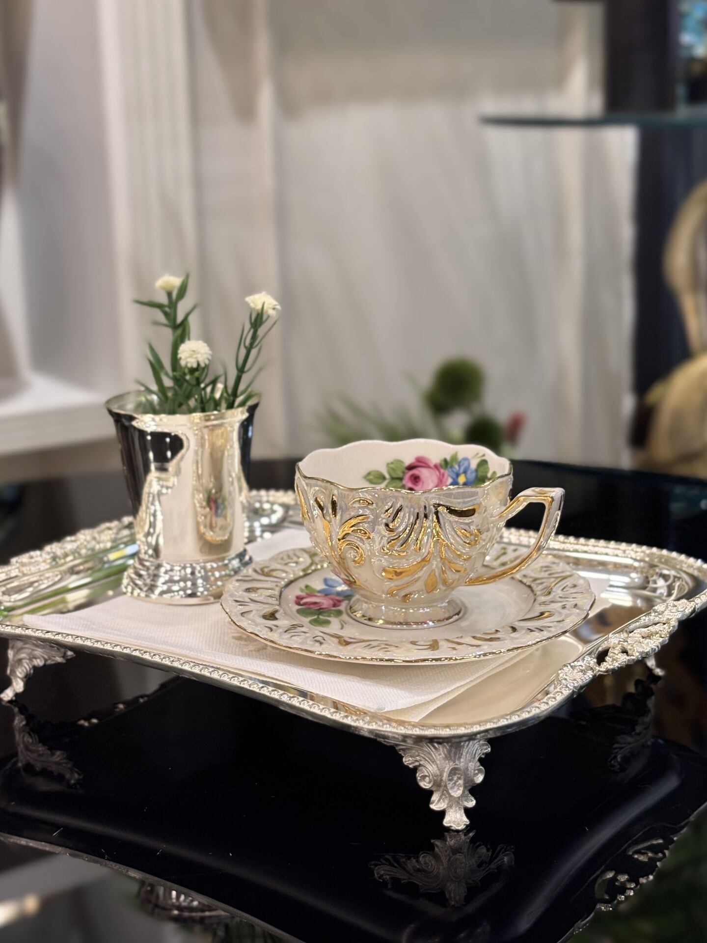 El Boyaması Gül Detaylı 6’lı Set