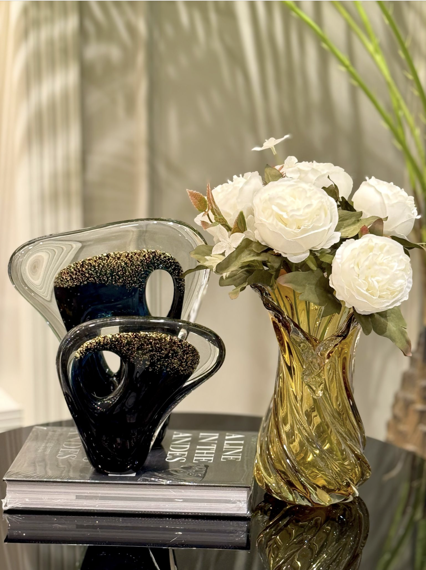 Wavy Küçük Amber Cam Vazo