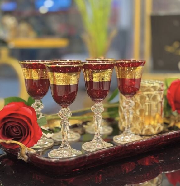 Tepsisi ve Kristal 6'lı Kadeh Set