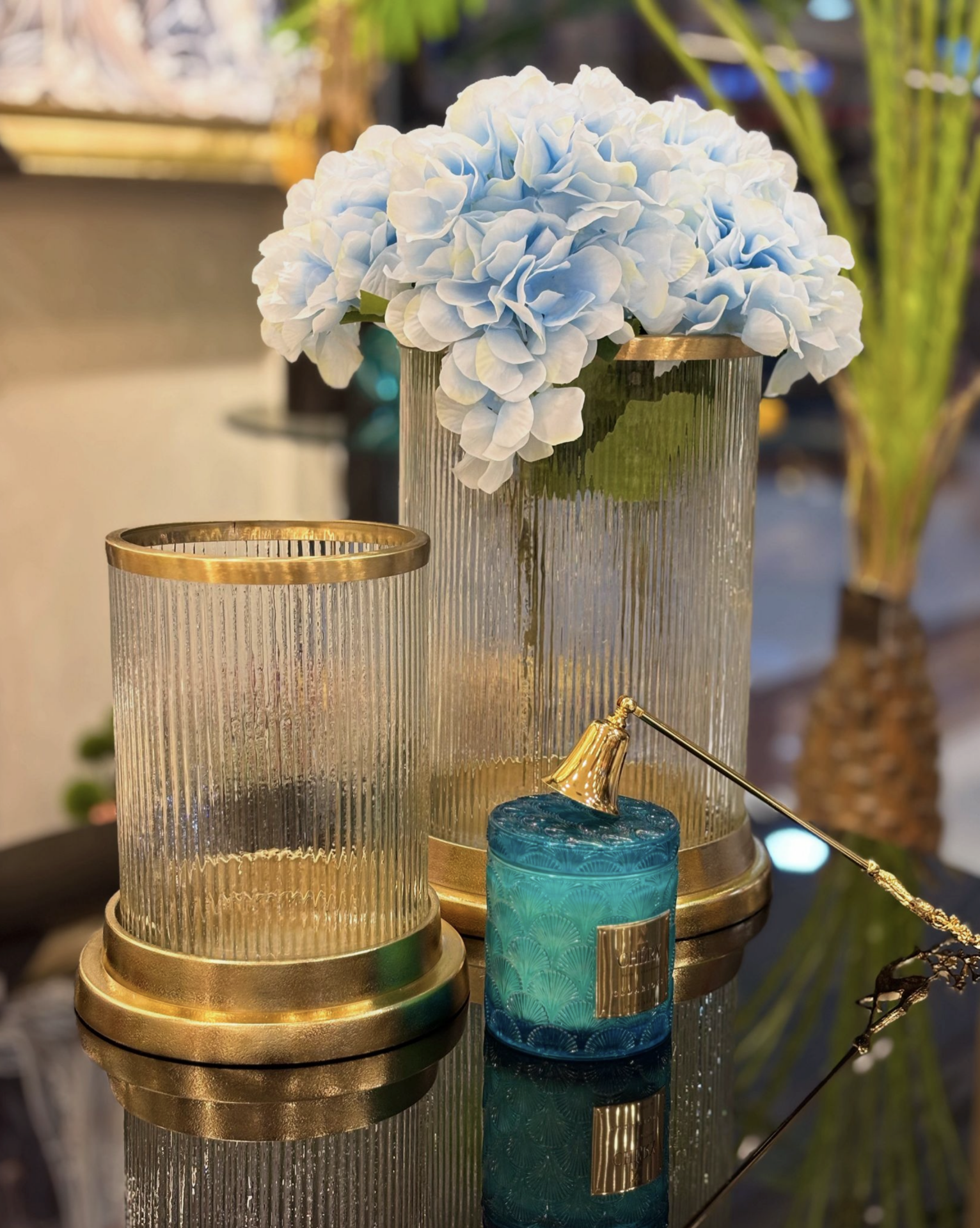 Gold Detaylı Cam Fener