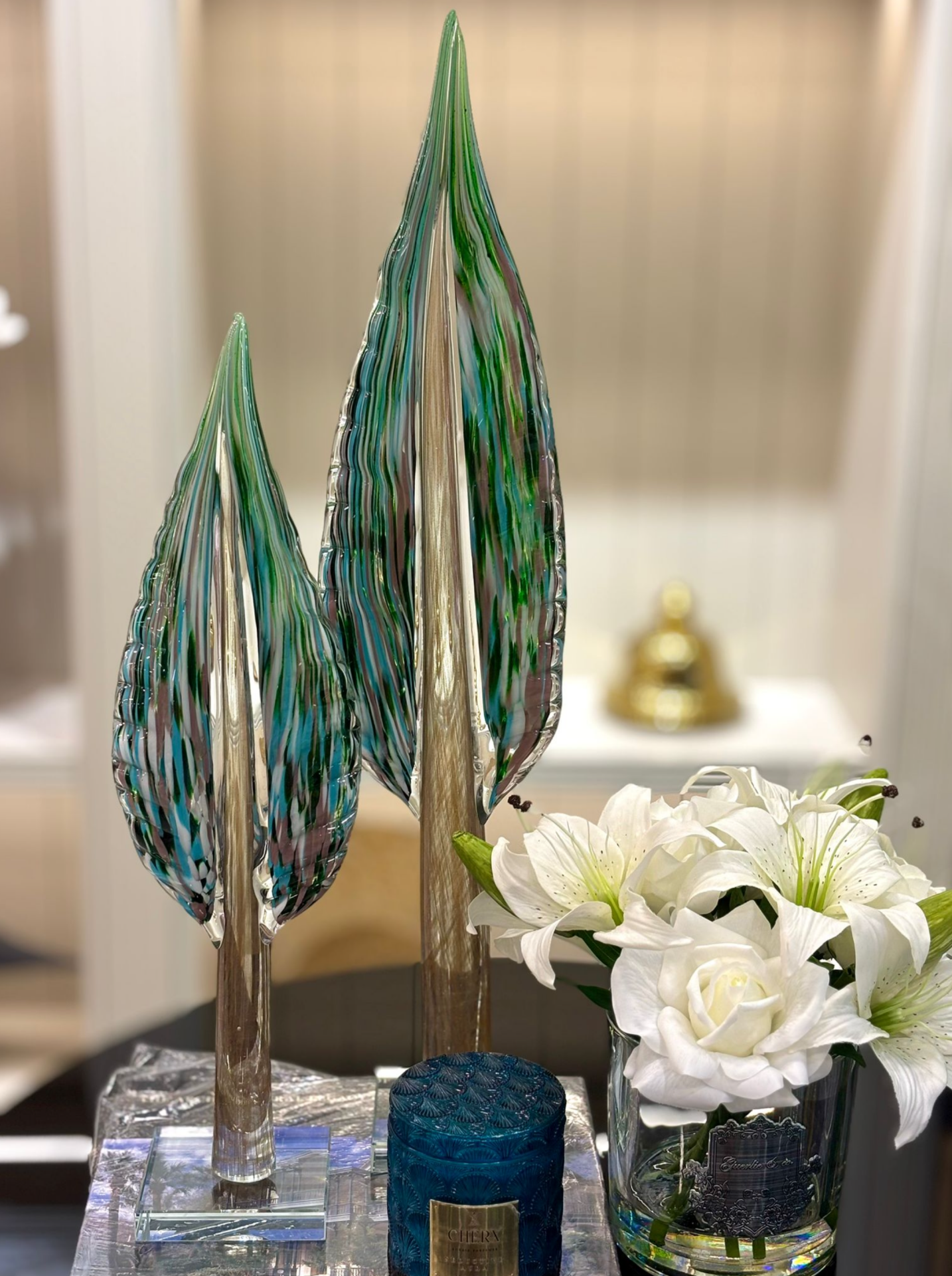 Cam Yeşil Yaprak Obje