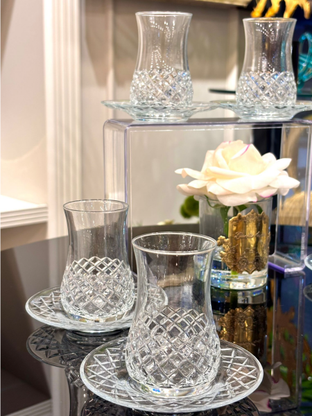 Minik Baklava Desenli Çay Bardak Seti