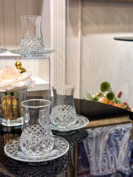 Minik Baklava Desenli Çay Bardak Seti