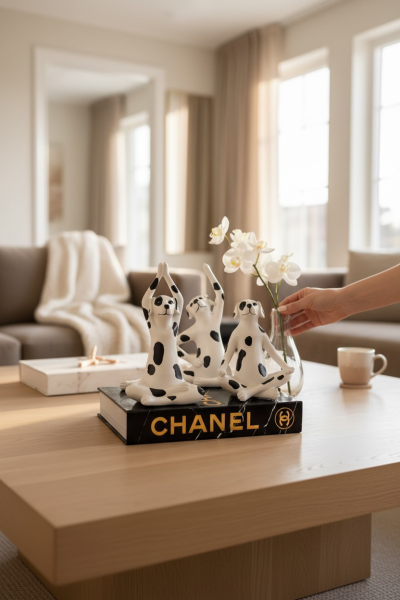 Yoga Yapan Dalmaçya Köpek Dekoratif Obje