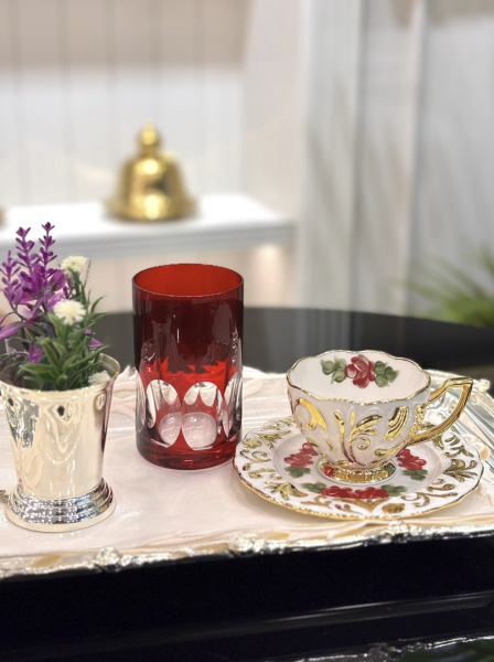 Renkli El Boyaması Kahve Fincan Seti