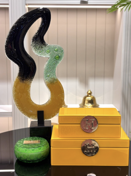 Sarı 2’li Dekoratif Cam Kutu