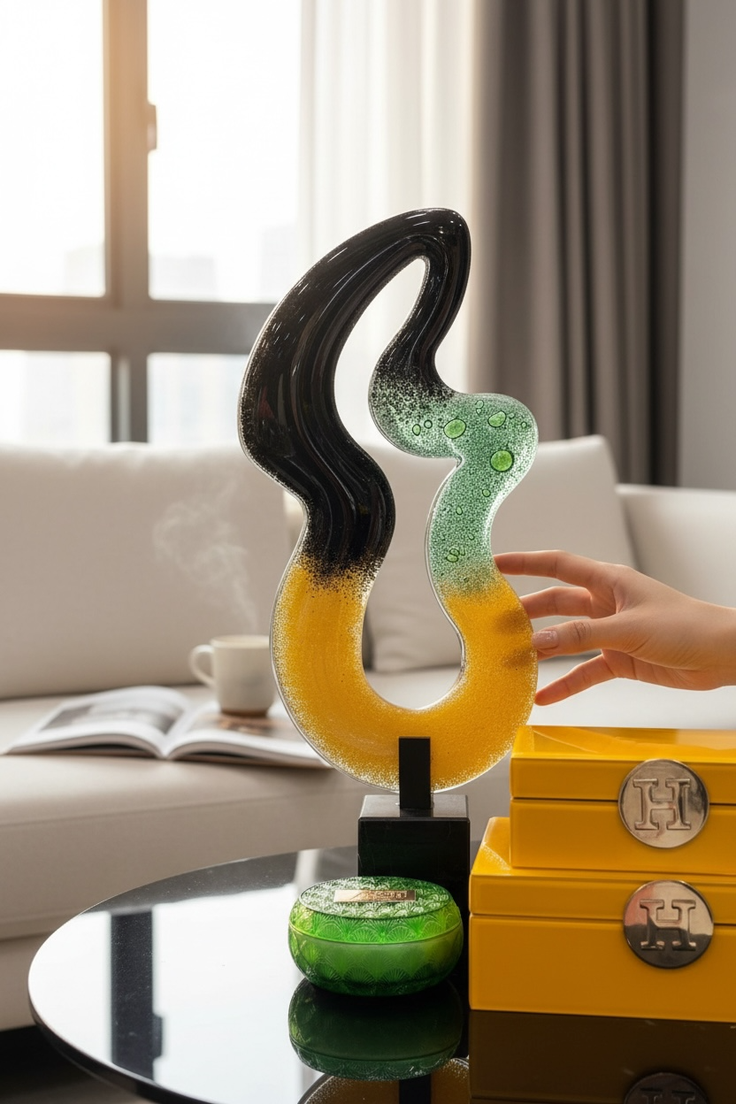 Sarı 2’li Dekoratif Cam Kutu