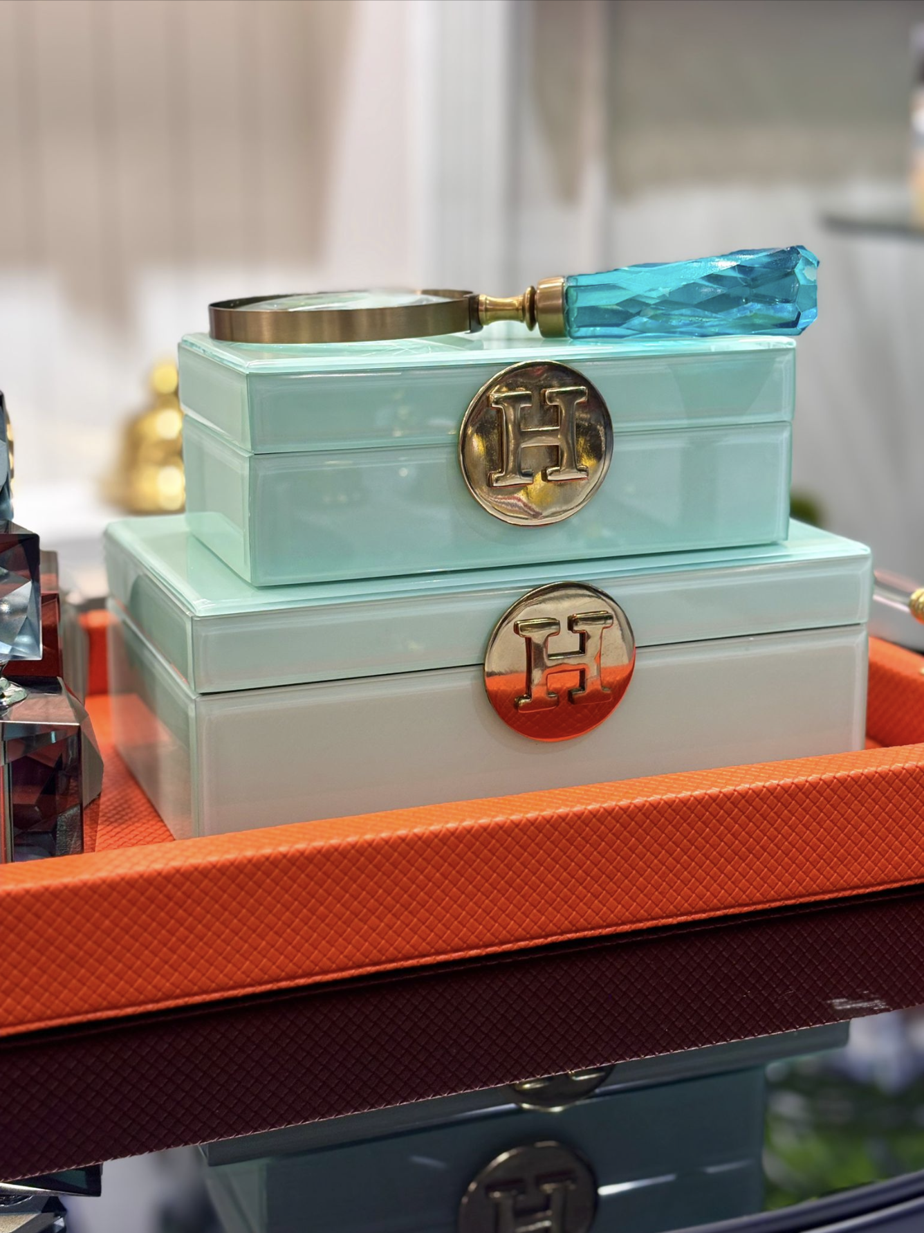 Nane Yeşili 2’li Dekoratif Cam Kutu