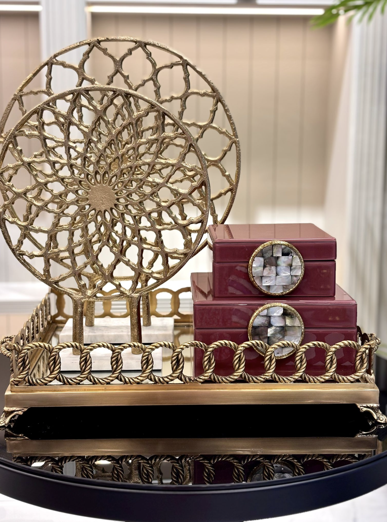 Gül Kurusu 2’li Dekoratif Cam Kutu