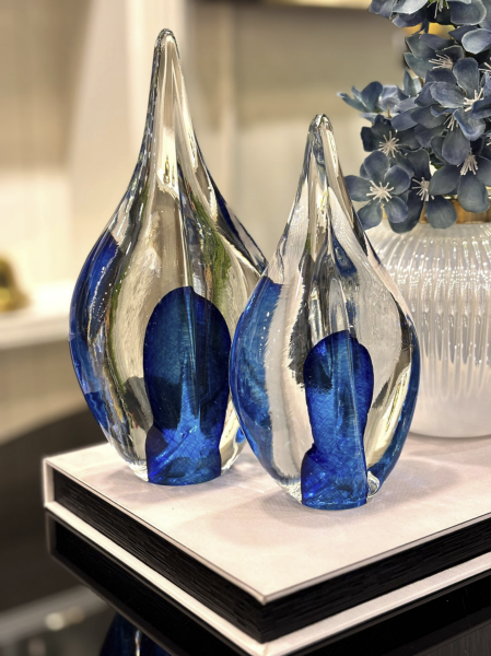 2’li Murano Cam Mavi Damla Objeler