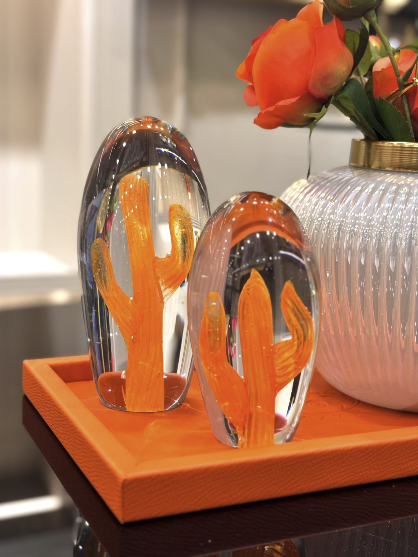 2’li Cam Turuncu Kaktüs Obje