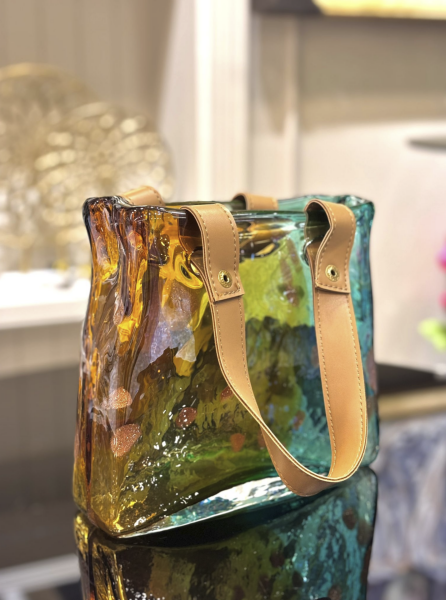 İthal Deri Saplı Cam Çanta