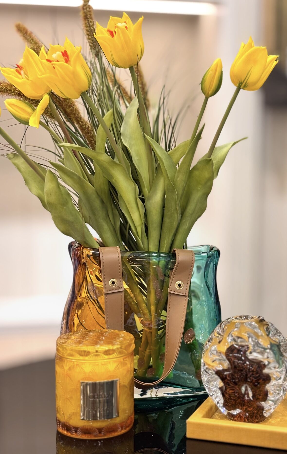 İthal Deri Saplı Cam Çanta