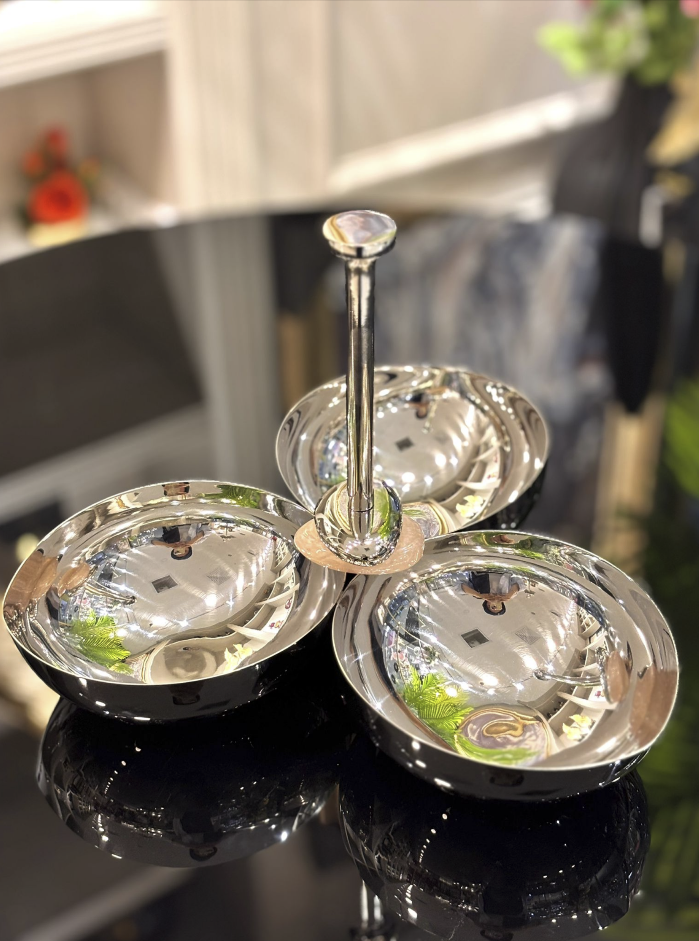 3 Kaseli Gümüş Kaplama Çerezlik